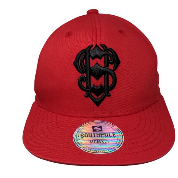 Southpole Snapback Hat Red One Size Embroidered Logo Adjustable - Picture 1 of 9